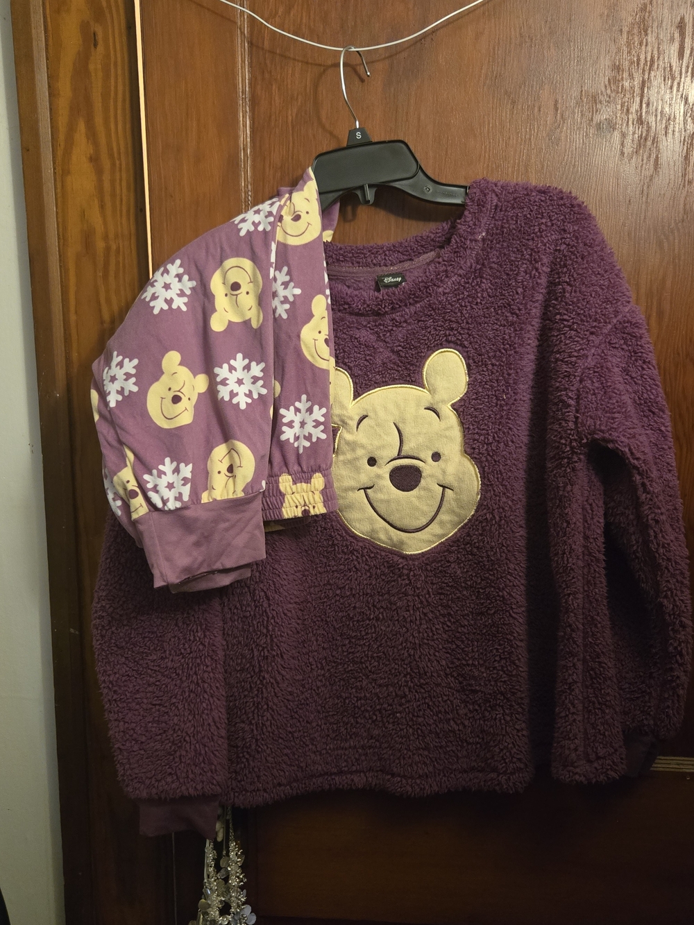 Disney Faux Fur Winnie the Pooh Pajama Set in Purple and Cream